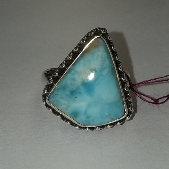 New Sterling Silver Larimar Ring Size 8.5 - Picture 1 of 6